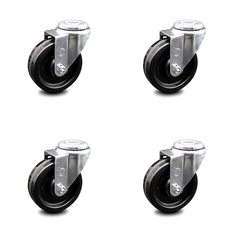 Service Caster 4 Inch Phenolic Wheel Swivel Bolt Hole Caster Set SCC-BH20S414-PHS-4